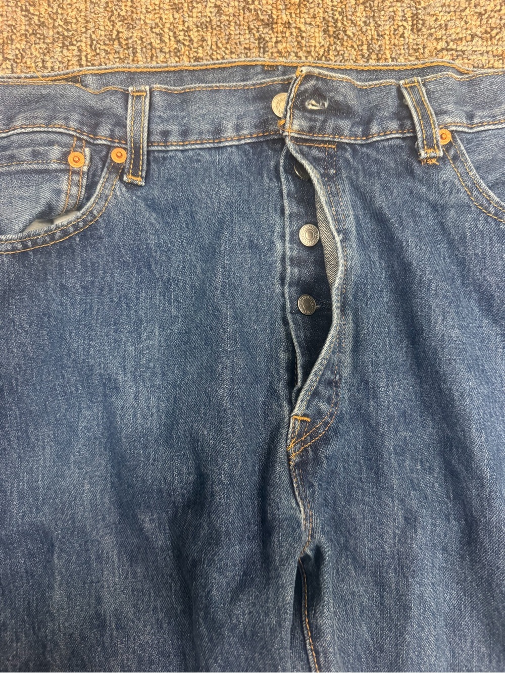 Levi's 501 Button Fly Blue Straight-Leg Men’s Jeans 36X34 Medium Wash - Picture 4 of 11